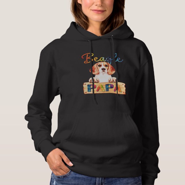 Colorful Beagle Papa  Dog Dad Hoodie (Vorderseite)