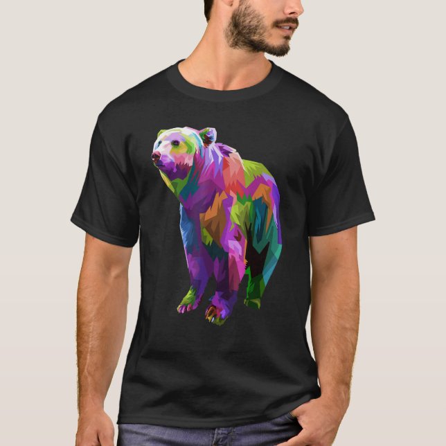 Colorful Bear Art Graphic T-Shirt (Vorderseite)