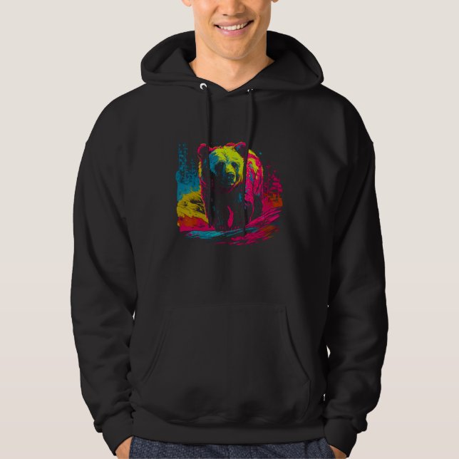 Colorful Bear Face Spirit Animal Hoodie (Vorderseite)