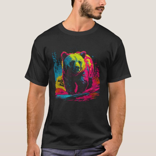 Colorful Bear Face Spirit Animal T-Shirt (Vorderseite)