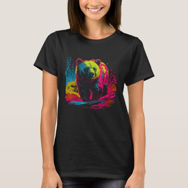 Colorful Bear Face Spirit Animal T-Shirt (Vorderseite)