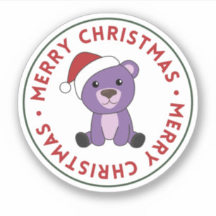 Colorful Bears Merry Christmas Winter Animals Bear Aufkleber