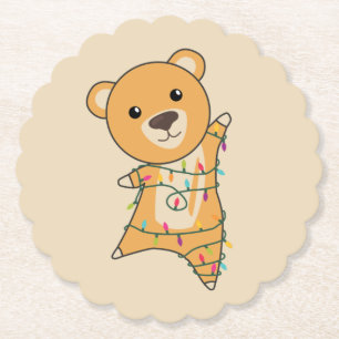 Colorful Bears Merry Christmas Winter Animals Bear Untersetzer