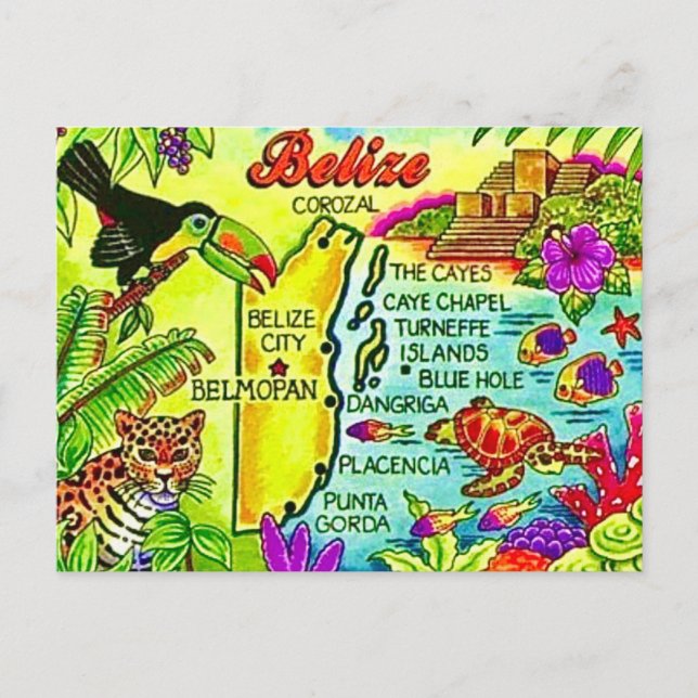 Colorful Belize Postcard Postkarte (Vorderseite)