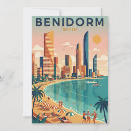 Colorful Benidorm Spain Costa Blanca Illustration Karte