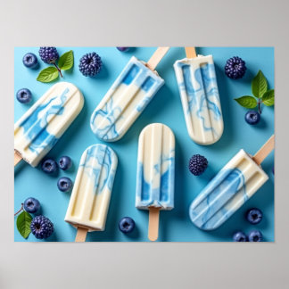 Colorful Berry Ice Cream Popsicle Pattern Summer Poster