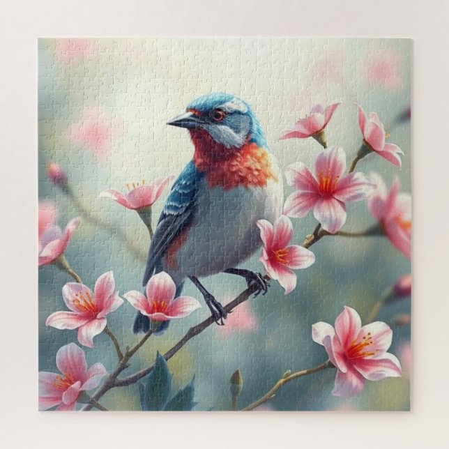 Colorful Bird Floral Jigsaw Puzzle (Vertikal)