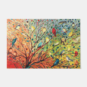 Colorful Birds Doormat, Lovely Mat, Floral Doormat Fußmatte