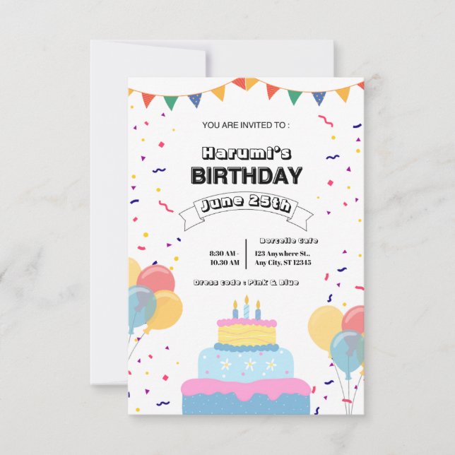 Colorful Birthday Party Invitation (Vorderseite)