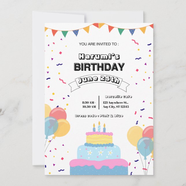 Colorful Birthday Party Invitation Dankeskarte (Vorderseite)