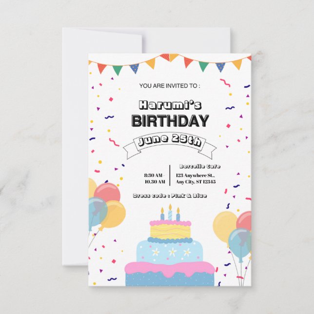 Colorful Birthday Party Invitation Dankeskarte (Vorderseite)