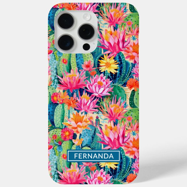 Colorful Blooming Cacti Personalized Case-Mate iPhone Hülle (Rückseite)