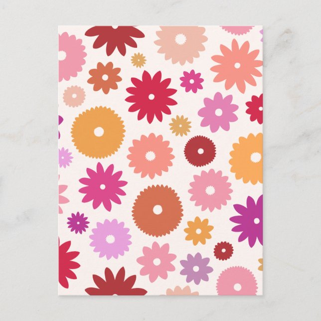 Colorful Blooms Pattern Postkarte (Vorderseite)