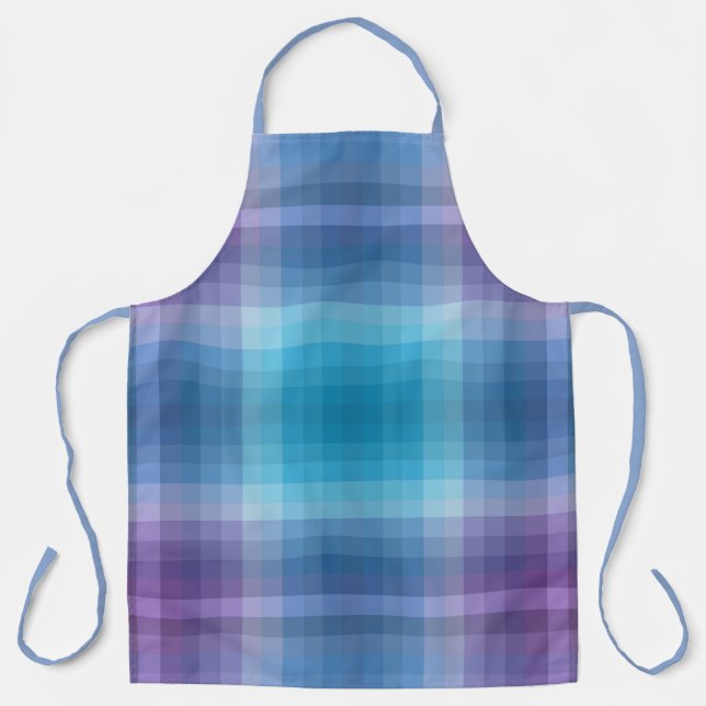 Colorful Blue And Purple Fashion Checkered Stripes Schürze (Vorderseite)
