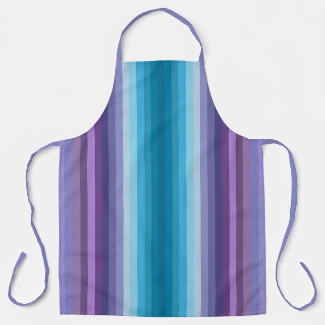 Colorful Blue And Purple Fashion Inspired Stripes Schürze (Vorderseite)