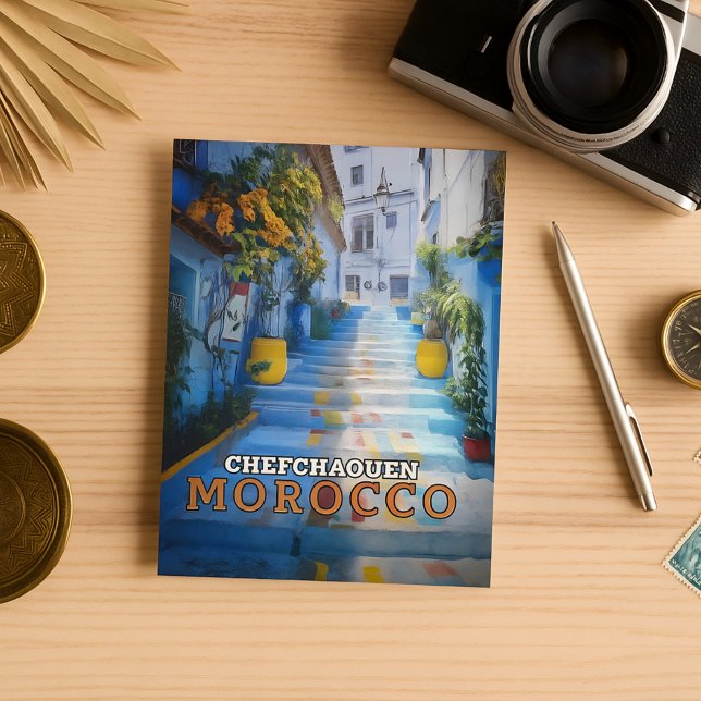 Colorful Blue Chefchaoun Marokko Medina Postkarte (Von Creator hochgeladen)