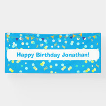 Colorful Blue & Green Confetti Boy Birthday Party