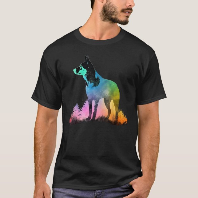 Colorful Blue Heeler Nature Australian Cattle Dog  T-Shirt (Vorderseite)