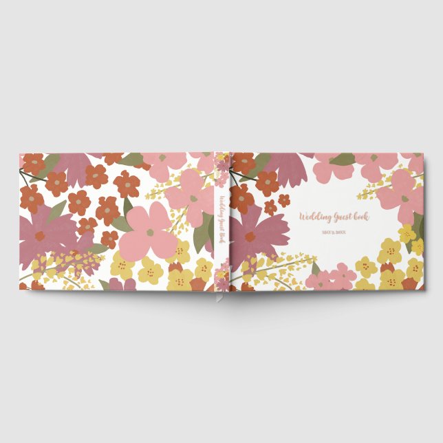 Colorful Boho Blume Wedding Guest Book Gästebuch (Voll)