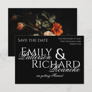 Colorful Boho Chic Black Floral Save The Date RSVP Karte