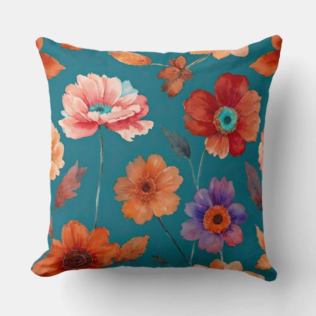 Colorful Boho Floral Kissen (Vorderseite)