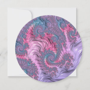 Colorful Boho Hippie Groovy Trippy Pastel Fraktal Einladung