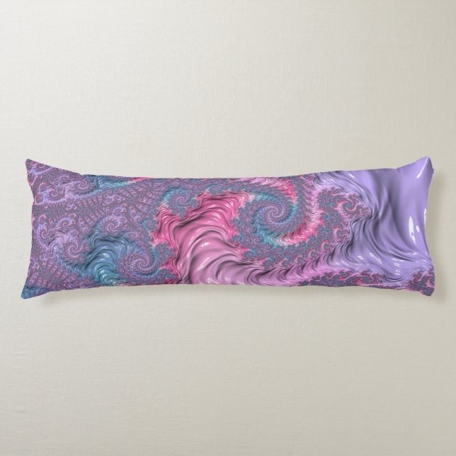 Colorful Boho Hippie Groovy Trippy Pastel Fraktal Seitenschläferkissen (Vorderseite)