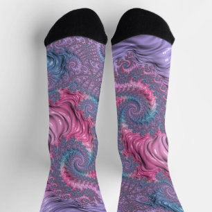 Colorful Boho Hippie Groovy Trippy Pastel Fraktal Socken
