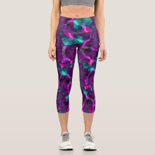 Colorful Boho Hippie Jewel Tone Low Poly Fraktal Capri Leggings