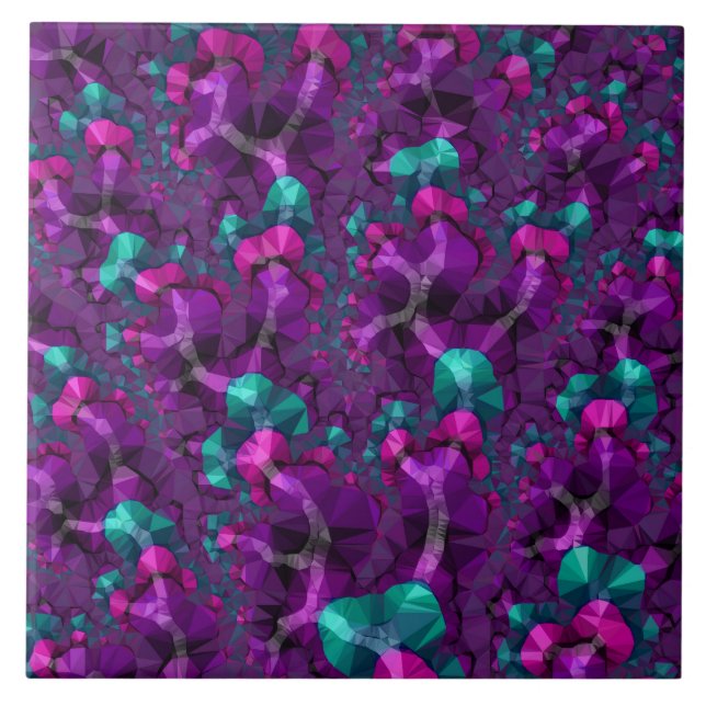 Colorful Boho Hippie Jewel Tone Low Poly Fraktal Fliese (Vorderseite)