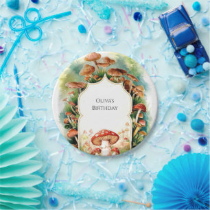 Colorful Boho Mushroom Birthday Pappteller