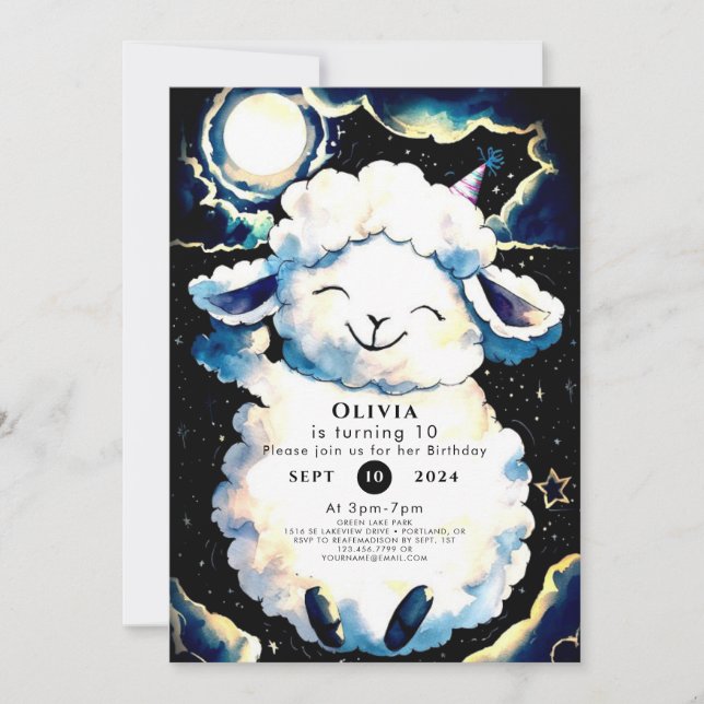 Colorful Boho Sheep Birthday Einladung (Vorderseite)