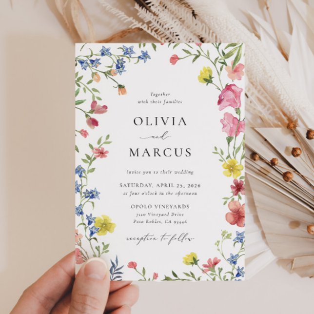 Colorful Boho Wildblume Fairytale Einladung (Front)