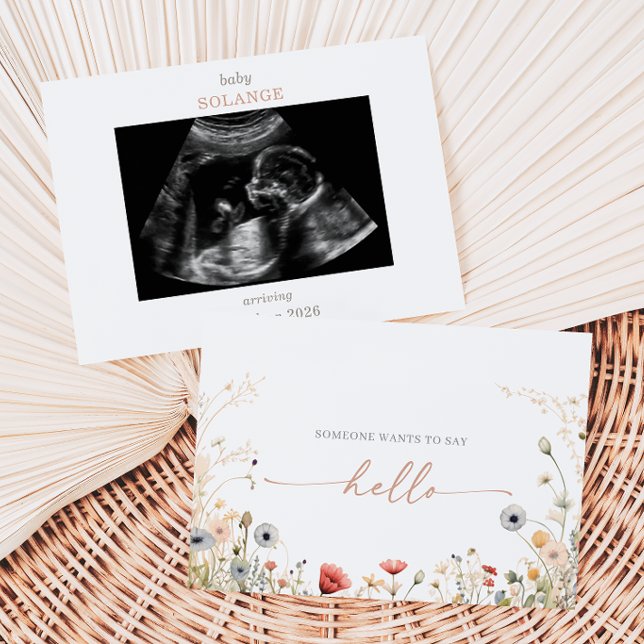 Colorful Boho Wildflower Photo Pregnancy Card Einladung (Von Creator hochgeladen)