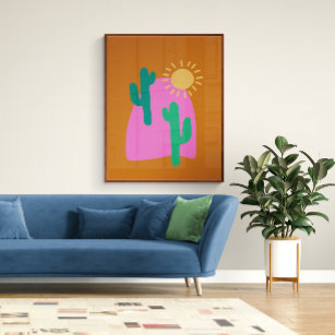 Colorful Boho Wüste Cactus Art Illustration Poster