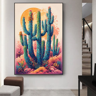 Colorful Boho Wüste Cactus Art Poster