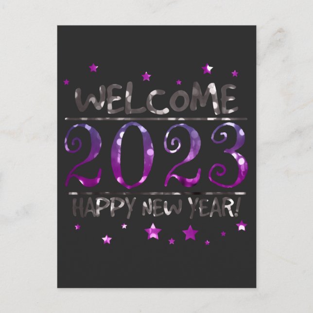 Colorful Bokeh Glitter Welcome 2023 Happy New Year Postkarte (Vorderseite)