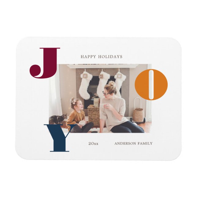 Colorful Bold Modern Foto Holiday Magnet (Horizontal)