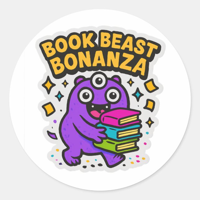 Colorful Book Monster Sticker - Fun Book Lover (Vorderseite)