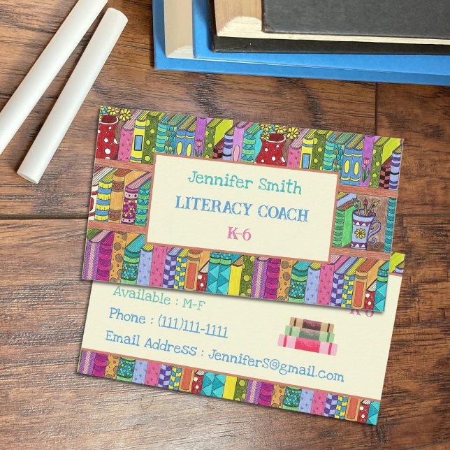Colorful Books Literatur Coach Business Cards Visitenkarte (Von Creator hochgeladen)