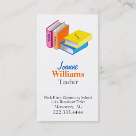 Colorful Books Teacher Business Card Terminkarte