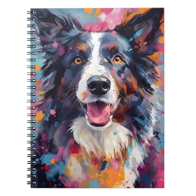Colorful Border Collie Notizblock (Vorderseite)