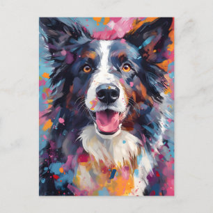 Colorful Border Collie Postkarte