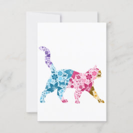 Colorful Botanical Cat Einladung