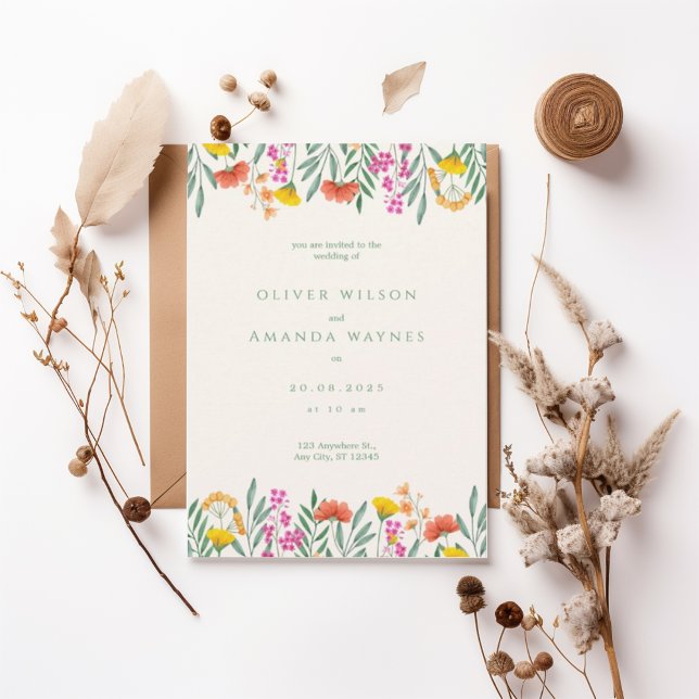 Colorful Botanical Frame Wedding Invitation Einladung (Von Creator hochgeladen)