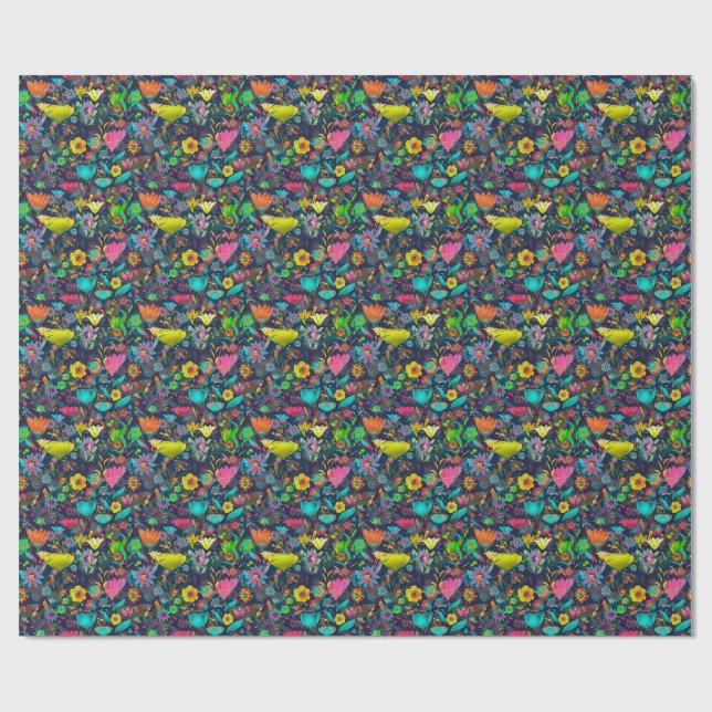 Colorful botanical pattern geschenkpapier (Flach)