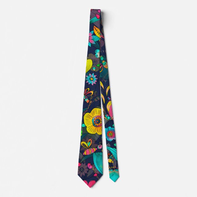 Colorful botanical pattern krawatte (Vorderseite)