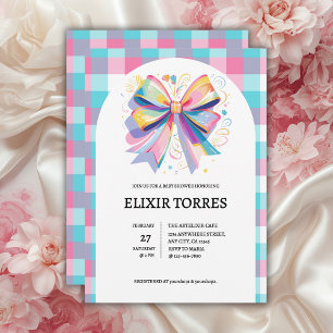 Colorful Bow Baby Dusche Einladung