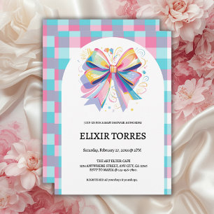 Colorful Bow Baby Dusche Einladung