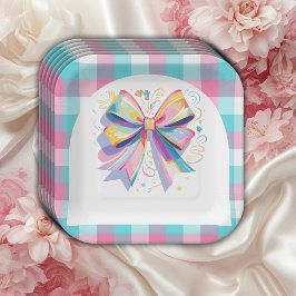 Colorful Bow Baby Dusche Pappteller